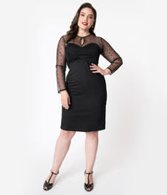Load image into Gallery viewer, Plus Size Black Keyhole Mesh Detail Katniss Wiggle Dress
