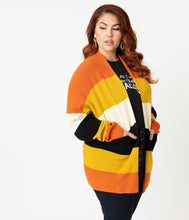 Load image into Gallery viewer, Plus Size Fall Stripe Open Cotton Knit Cardigan
