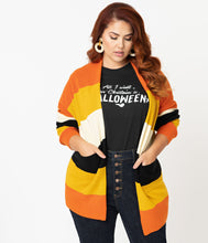 Load image into Gallery viewer, Plus Size Fall Stripe Open Cotton Knit Cardigan
