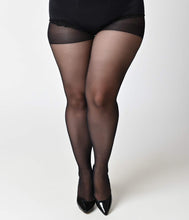 Load image into Gallery viewer, Plus Size Black Sheer Backseam Pantyhose
