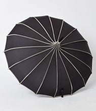 Load image into Gallery viewer, Vintage Style Black &amp; Polka Dot Tan Princess Pagoda Umbrella
