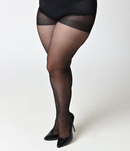 Load image into Gallery viewer, Plus Size Black Sheer Backseam Pantyhose
