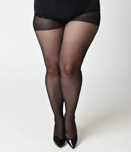 Load image into Gallery viewer, Plus Size Black Sheer Backseam Pantyhose
