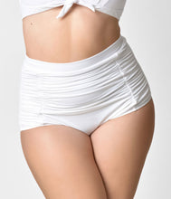 Load image into Gallery viewer, Unique Vintage Plus Size Solid White Monroe High Waist Swim Bottom
